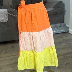 English Factory Vibrant Maxi Skirt - Orange, Pink, Yellow